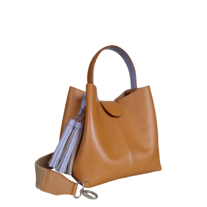 Lucia Honey-Colored Small Leather Handbag for Women