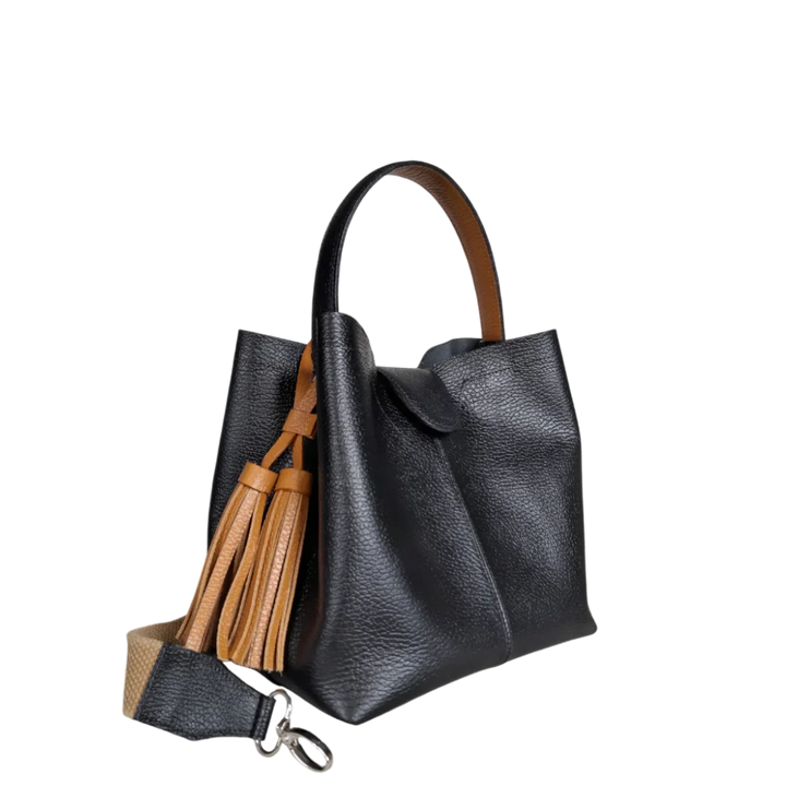 Black Lucia Small Leather Handbag for Women