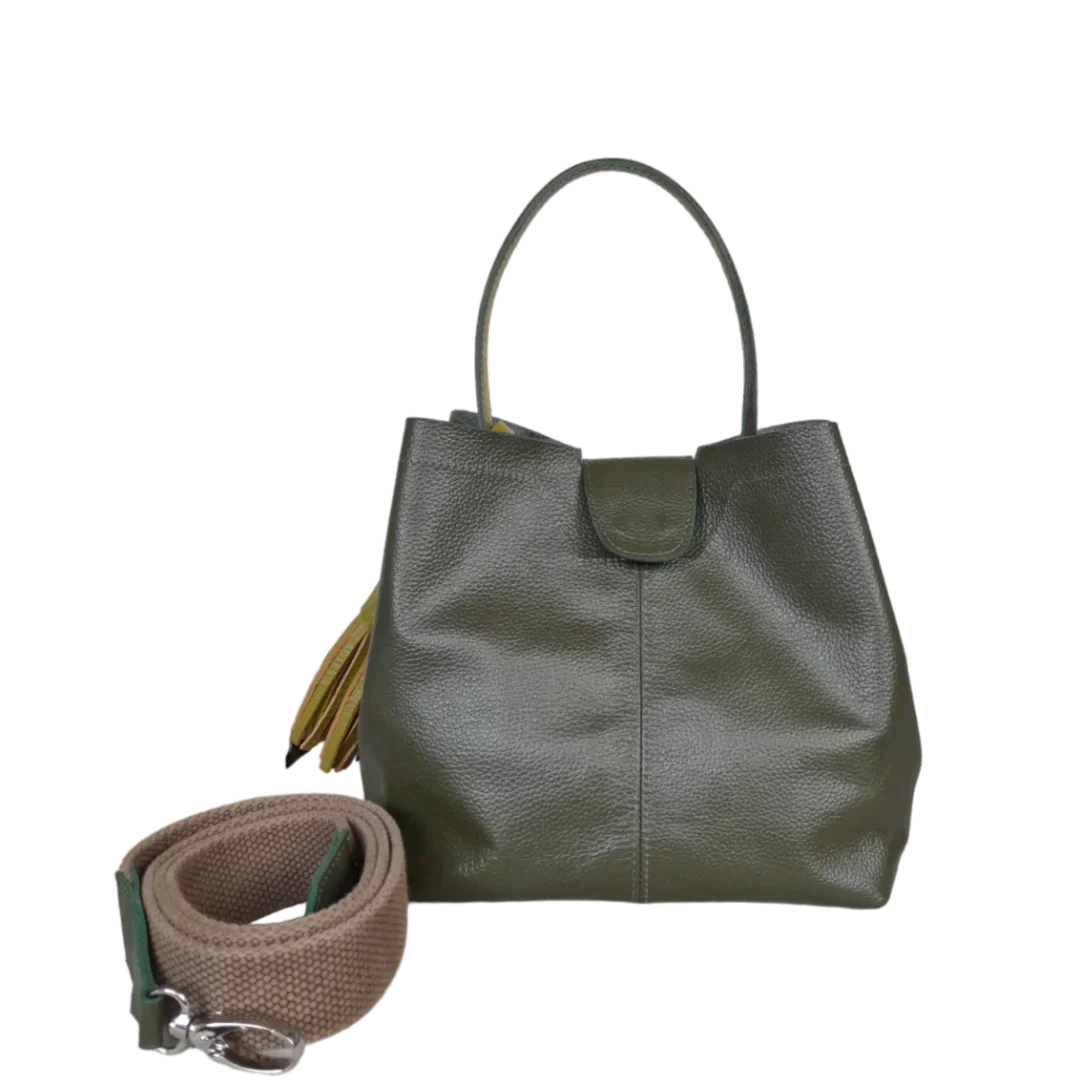 Olive Green Lucia Small Leather Handbag for Women