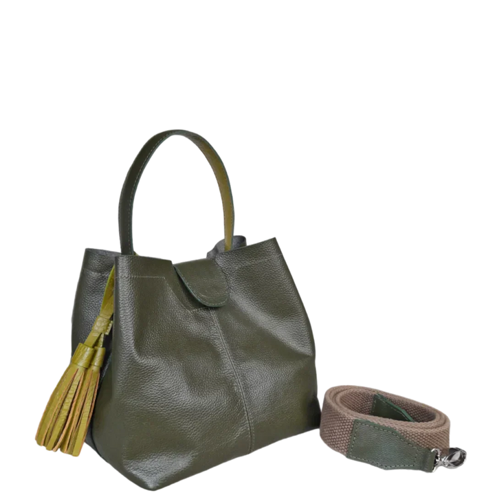 Olive Green Lucia Small Leather Handbag for Women