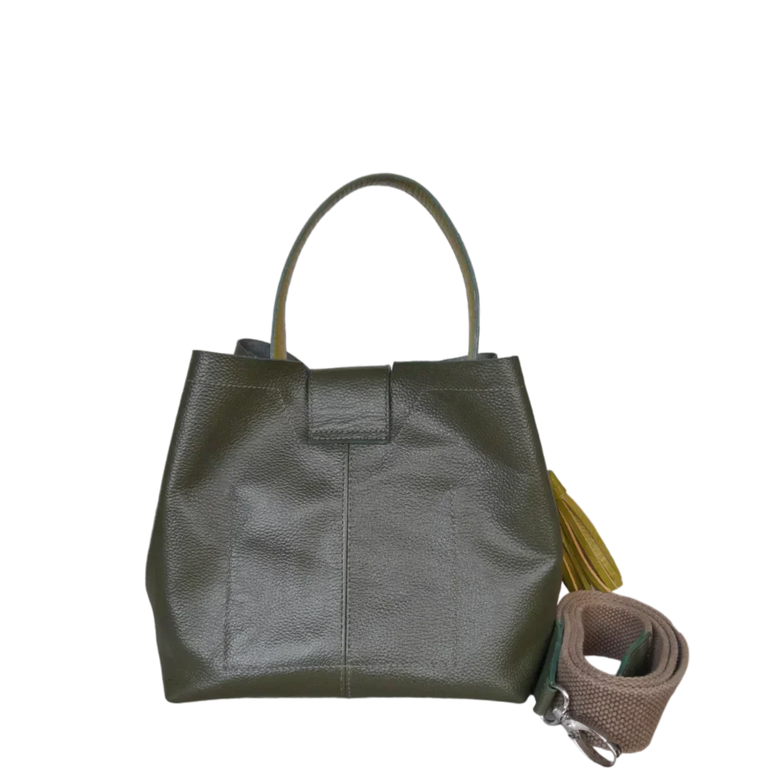 Olive Green Lucia Small Leather Handbag for Women