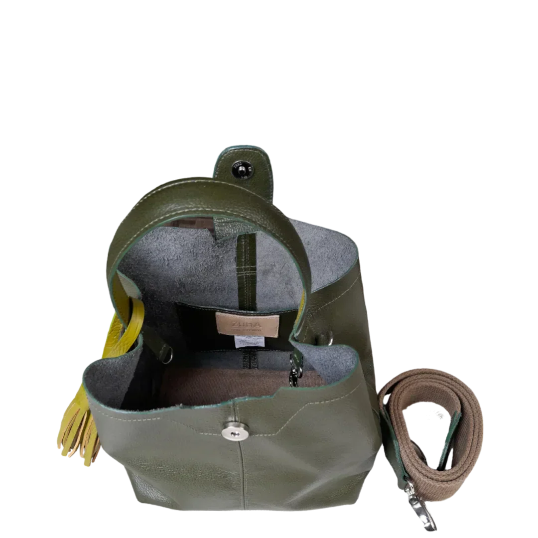 Camila Oversized Olive Green Leather Handbag for Women