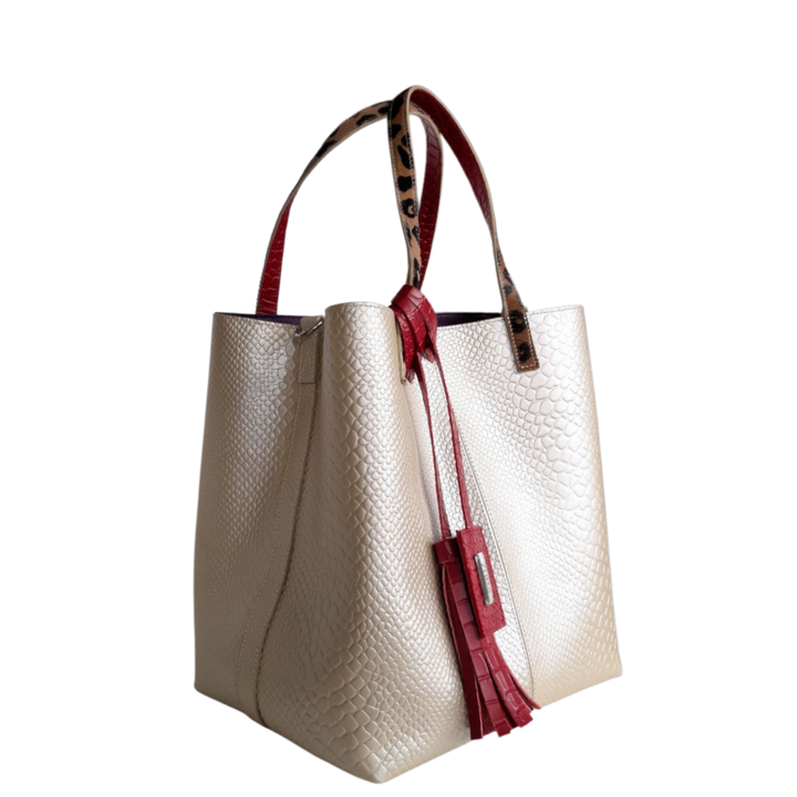 Giulia Anaconda Women's Gold Pewter Leather Bag