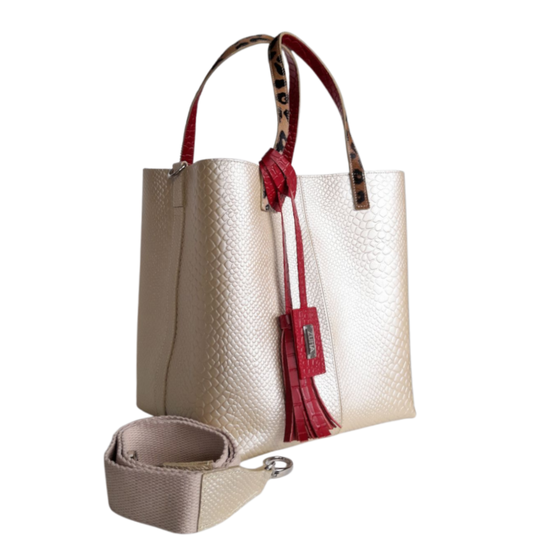 Giulia Anaconda Women's Gold Pewter Leather Bag