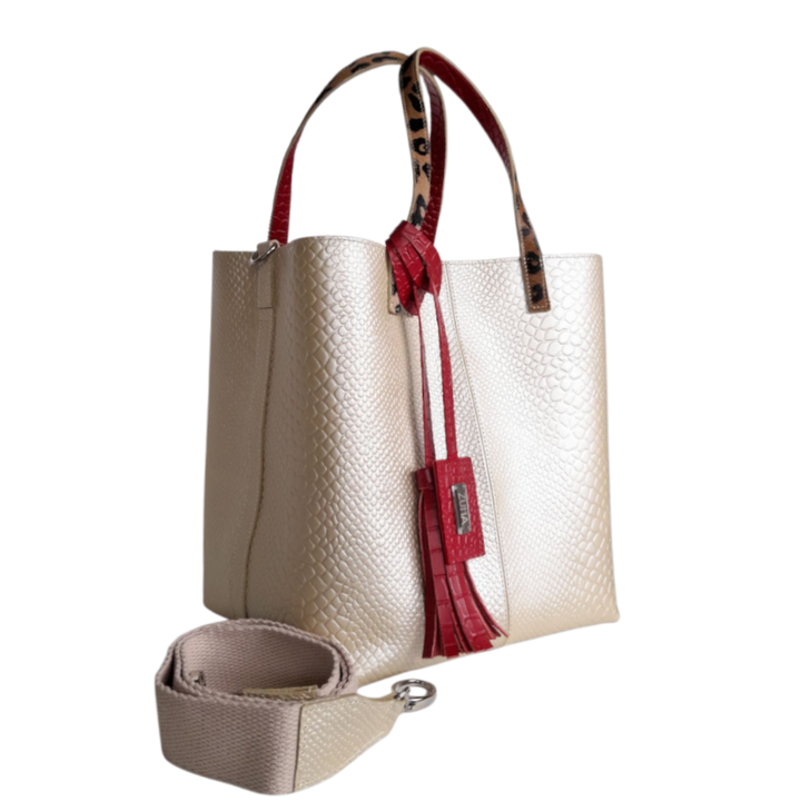 Giulia Anaconda Women's Gold Pewter Leather Bag