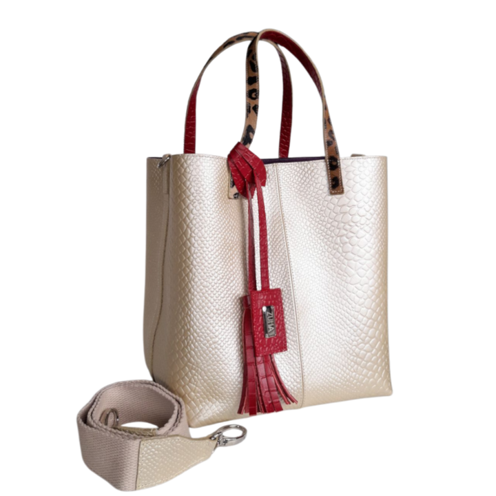 Giulia Anaconda Women's Gold Pewter Leather Bag