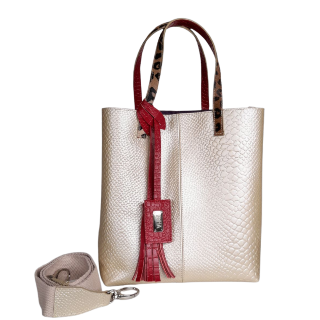 Giulia Anaconda Women's Gold Pewter Leather Bag