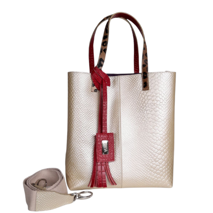 Giulia Anaconda Women's Gold Pewter Leather Bag