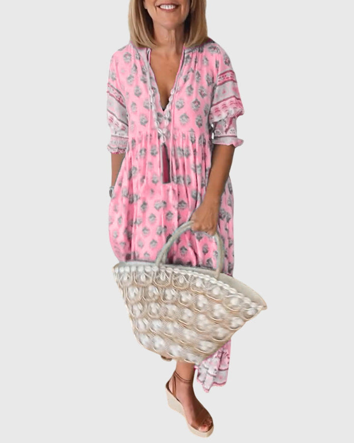 Bridget - V-Neck Printed Dress