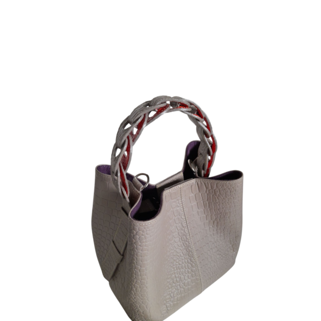 Simona Taupe Reptile Leather Bag for Women