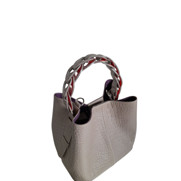 Simona Taupe Reptile Leather Bag for Women
