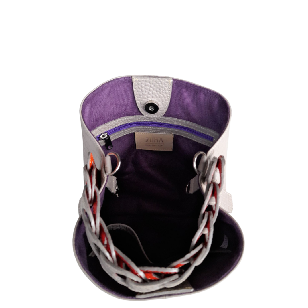 Simona Taupe Reptile Leather Bag for Women