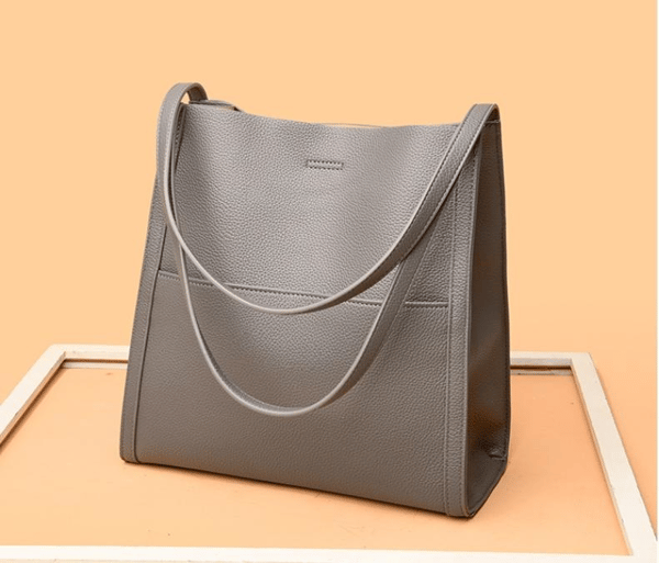 Classic Solid Color Genuine Leather Shoulder Bag