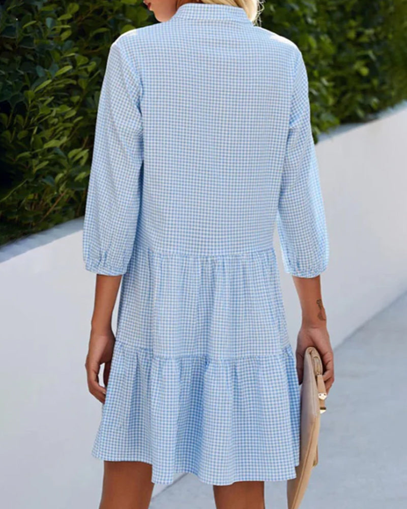Emilia | Plaid Midi Shirt Dress