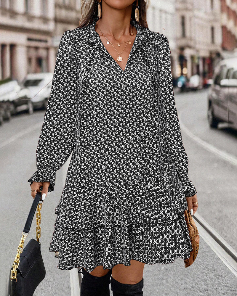 LAVINIA I LONG-SLEEVED PRINTED DRESS