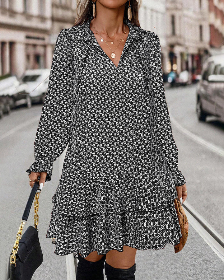 LAVINIA I LONG-SLEEVED PRINTED DRESS