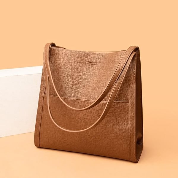 Classic Solid Color Genuine Leather Shoulder Bag