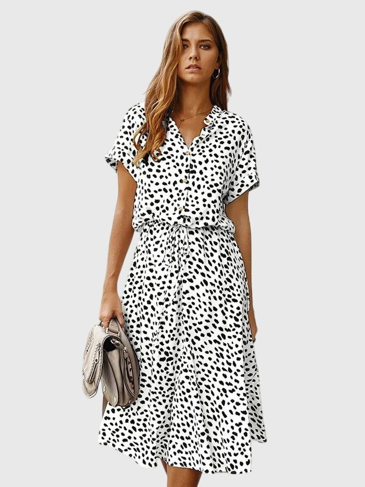 Amber - V-Neck Printed Dress