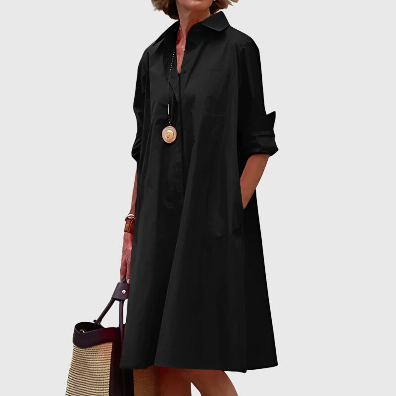 Carole - Women's Midi Dress with a Flowing Silhouette and Unmatched Comfort