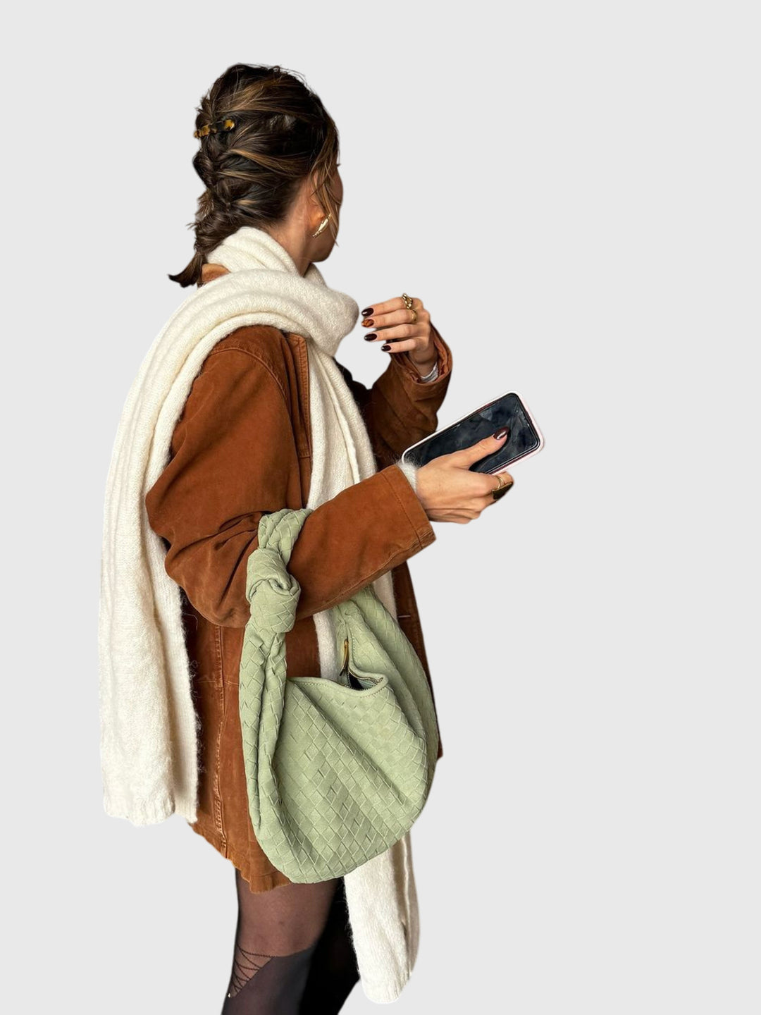 Celeste | Medium Suede Bag with Knotted Braided Detail