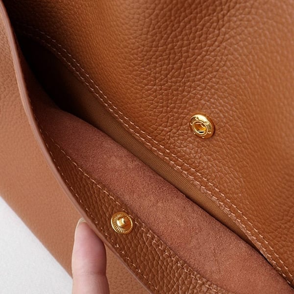 Classic Solid Color Genuine Leather Shoulder Bag