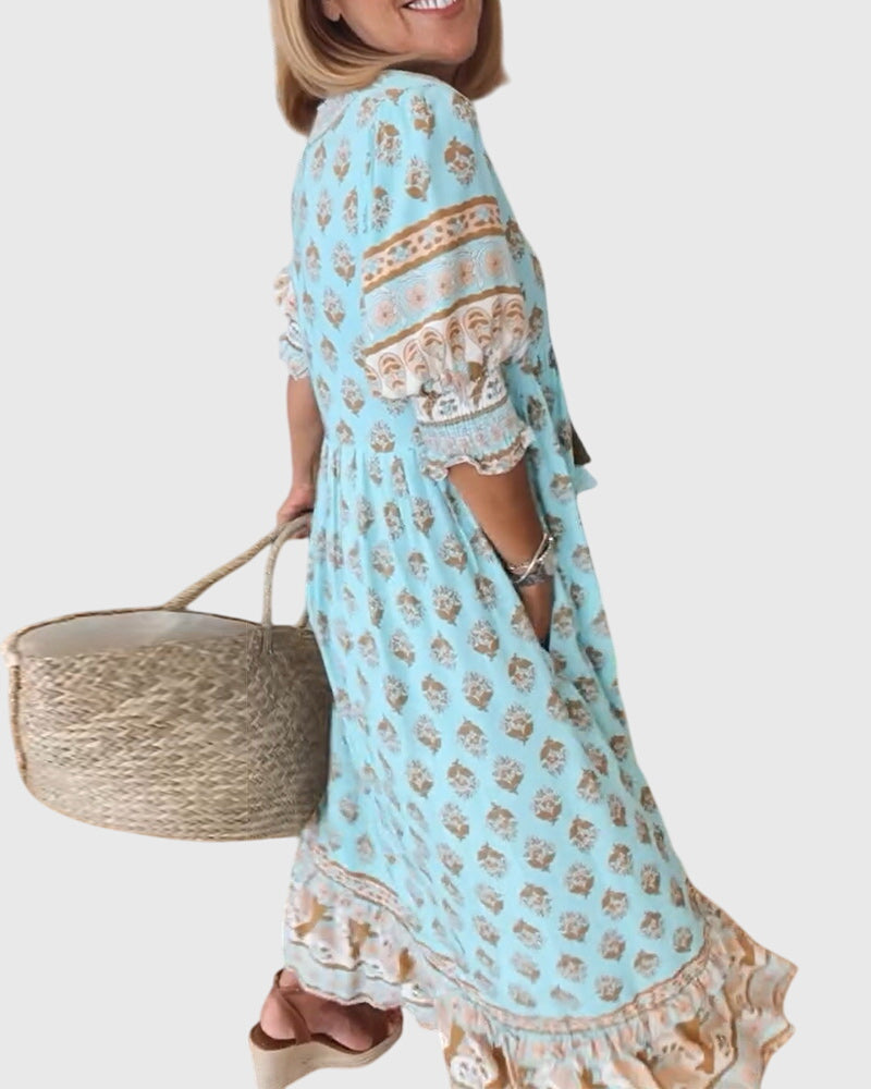 Bridget - V-Neck Printed Dress