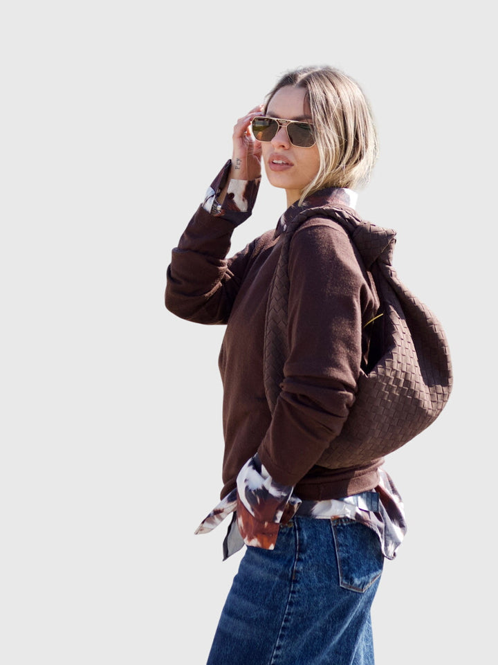 Celeste | Medium Suede Bag with Knotted Braided Detail