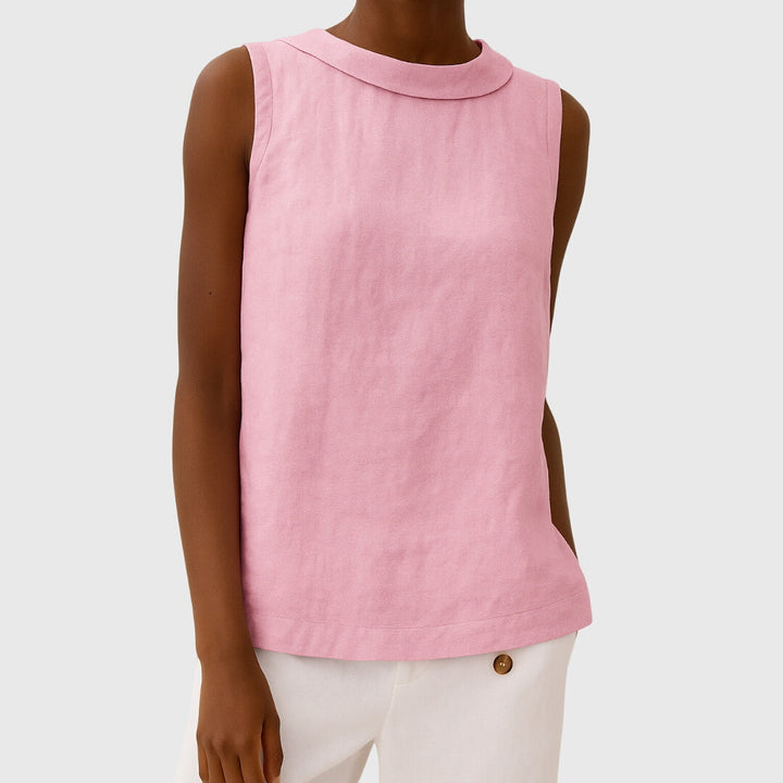 Camellia – Sleeveless Top with Roll Collar