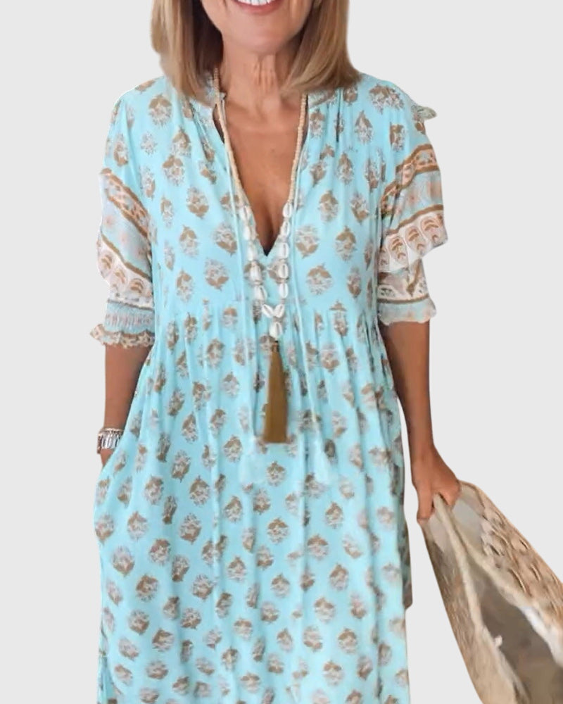 Bridget - V-Neck Printed Dress