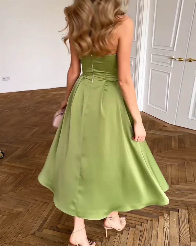 Bianca - Elegant Strapless Midi Dress