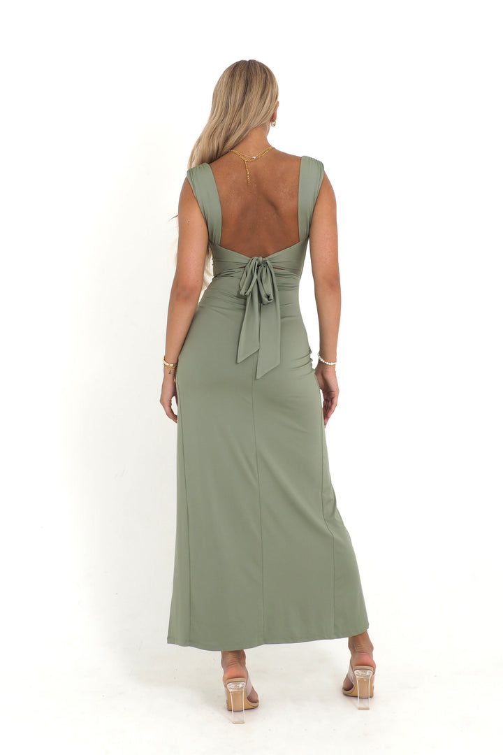 NELDA MIDI DRESS FEATURING A SLIT