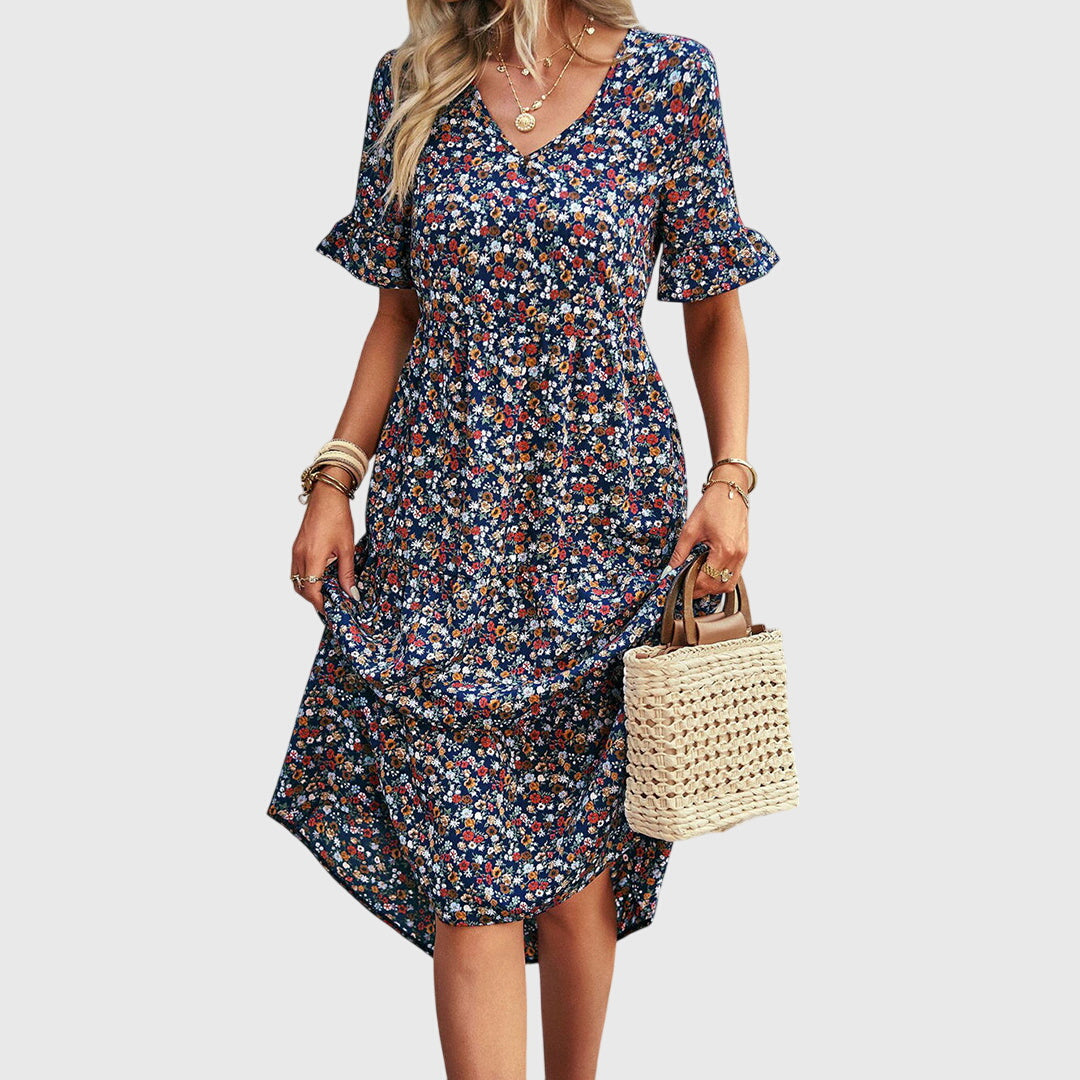 Carol - Floral Midi Dress for Summer
