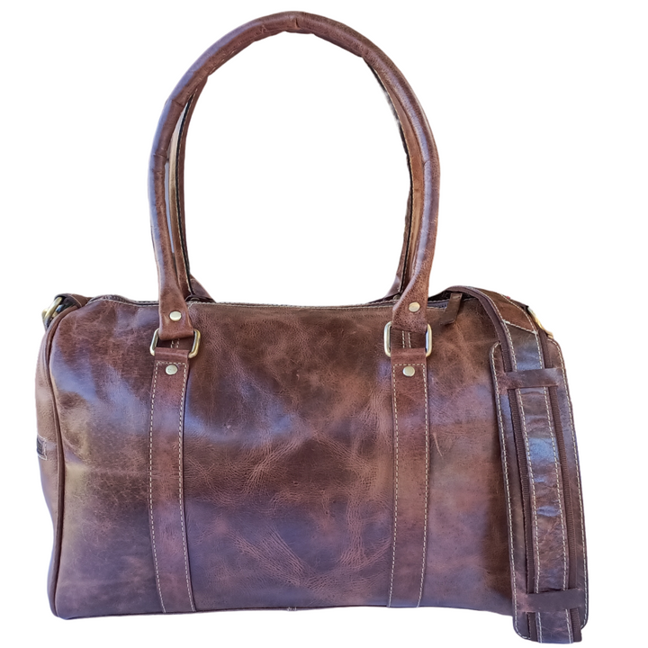 Stylish Mini Duffel Bag in Crazy Horse Leather