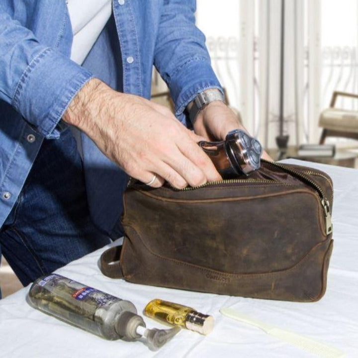 Premium Crazy Horse Leather Dopp Kit