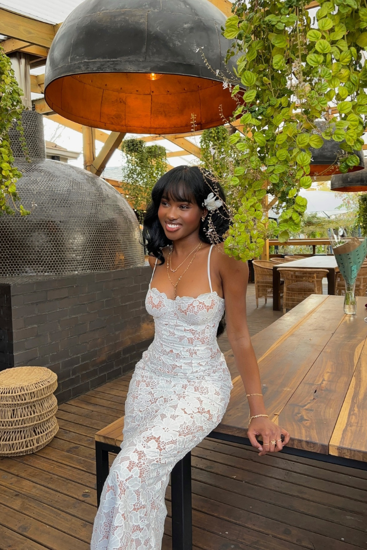 Aderyn | Lace-Trimmed Silhouette Dress