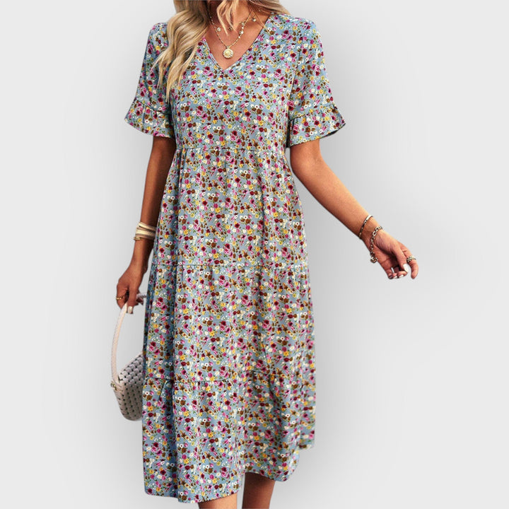 Amara | Summer Midi Dress with Floral Design