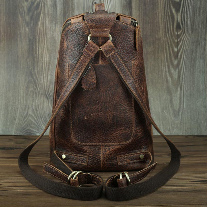 Retro Leather College Backpack