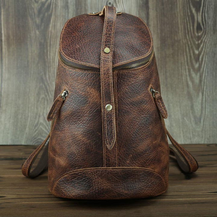 Retro Leather College Backpack