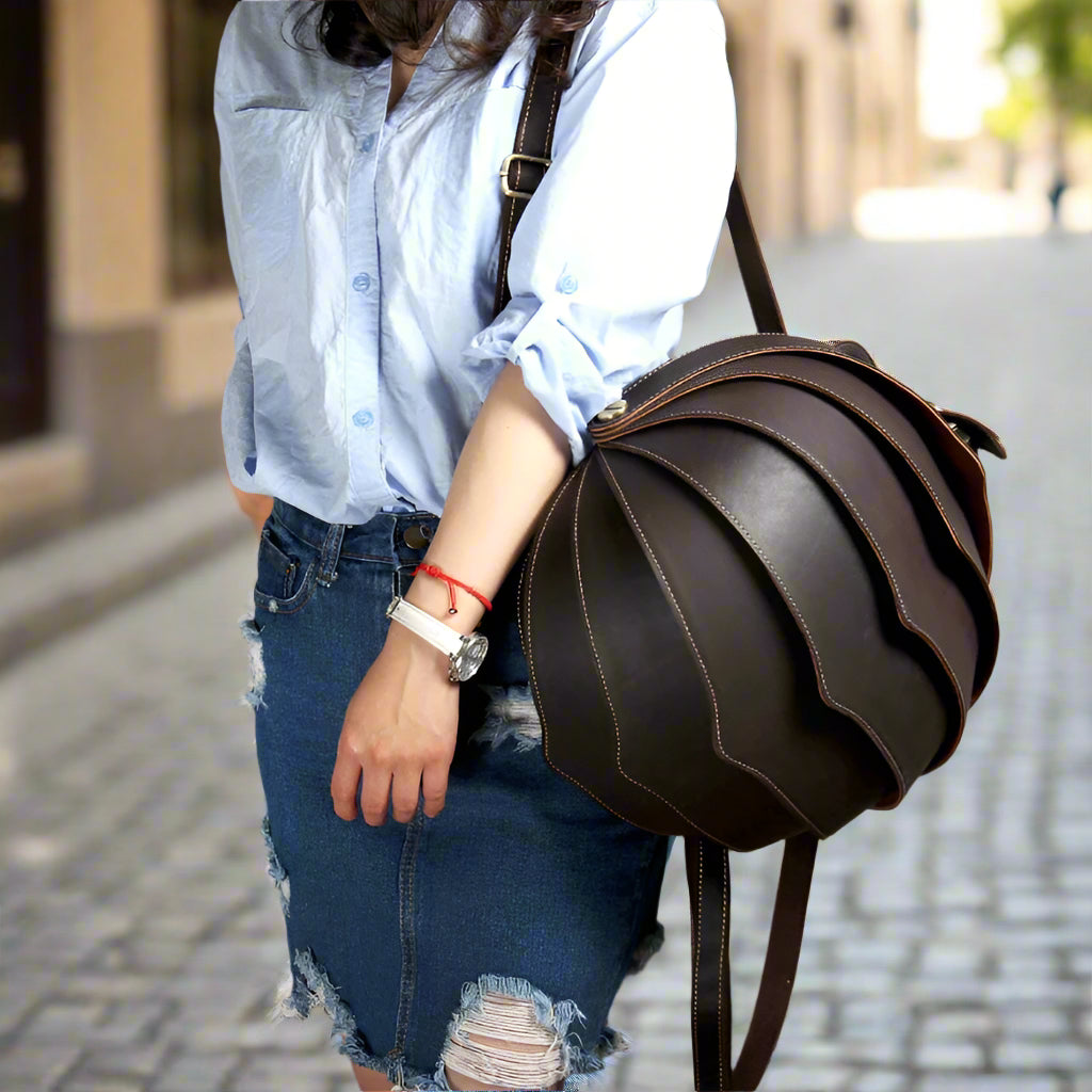Women's Beetle-Style Leather Backpack