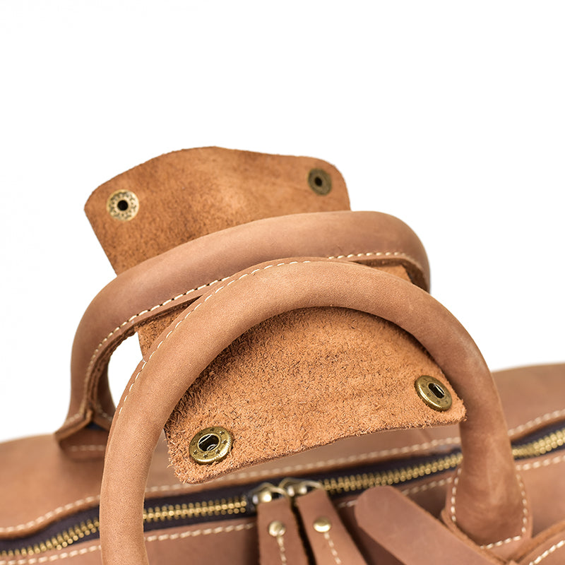 Men's Retro Crazy Horse Leather Travel Satchel