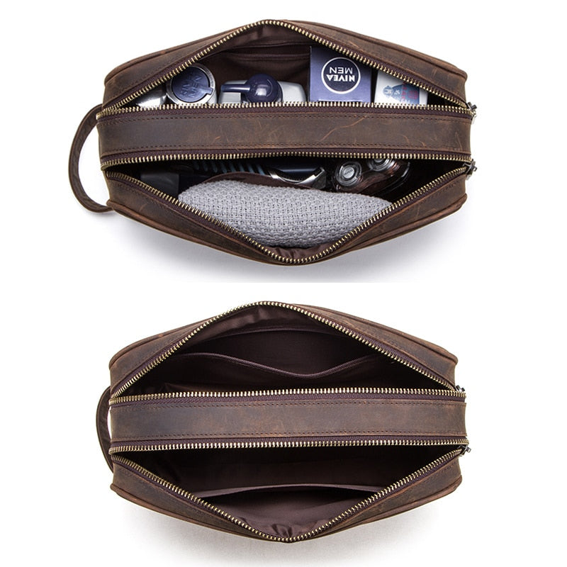 Premium Crazy Horse Leather Dopp Kit