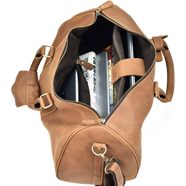 Men's Retro Crazy Horse Leather Travel Satchel