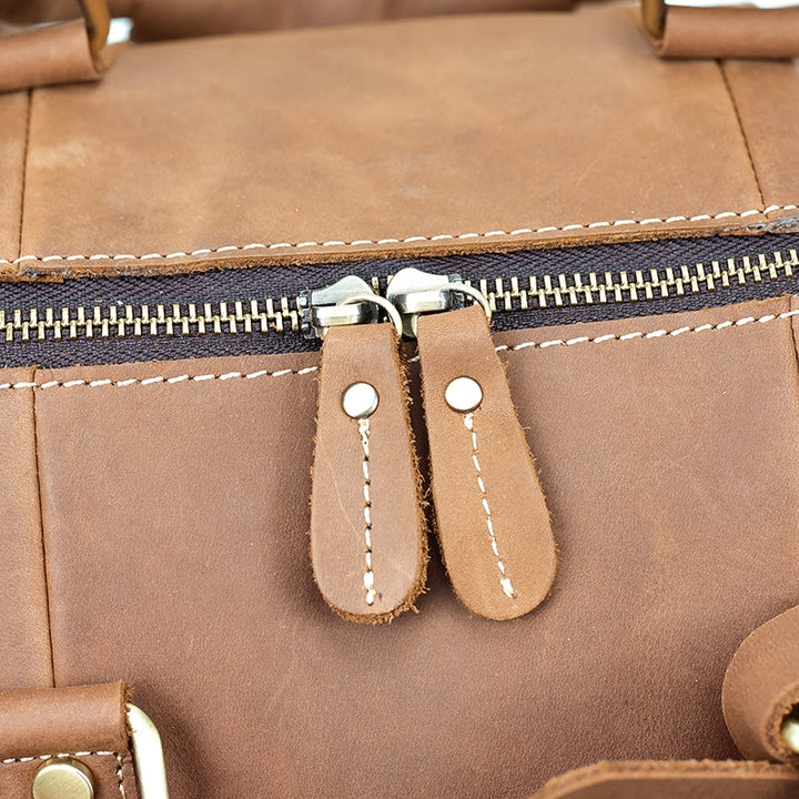 Men's Retro Crazy Horse Leather Travel Satchel