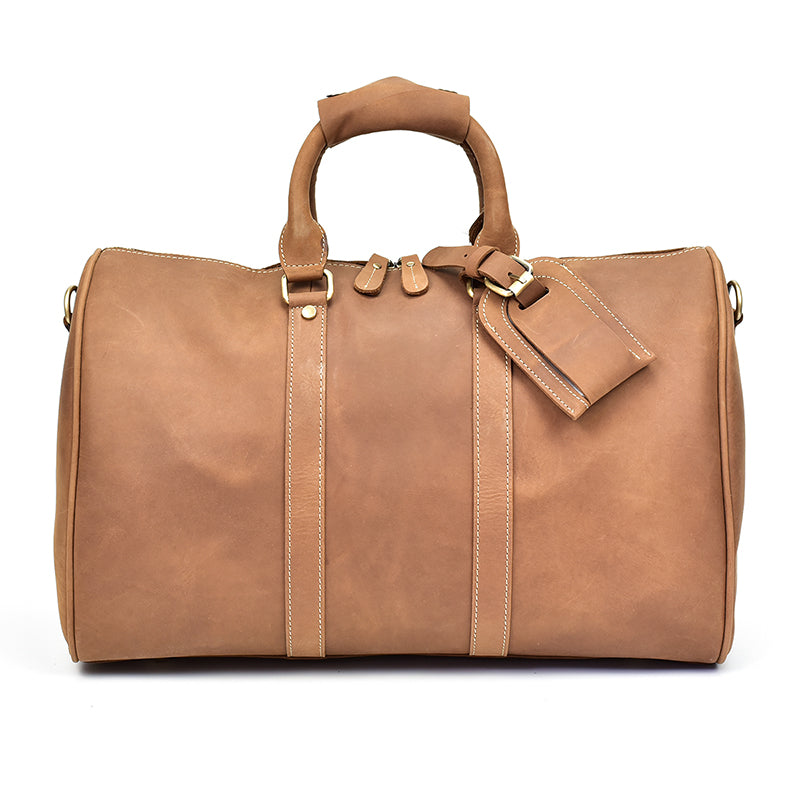 Men's Retro Crazy Horse Leather Travel Satchel