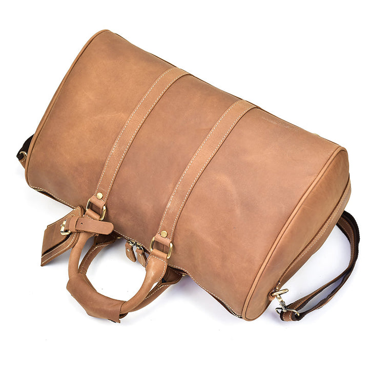 Men's Retro Crazy Horse Leather Travel Satchel