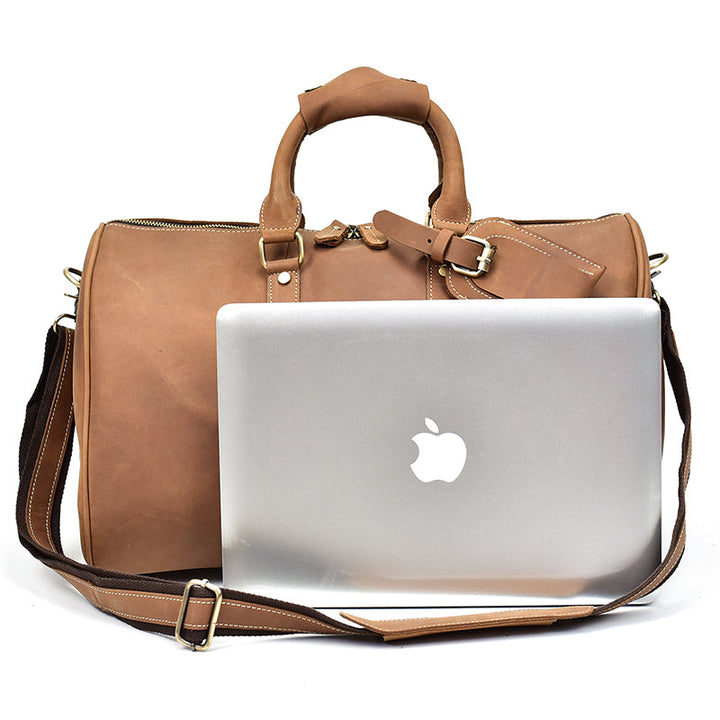Men's Retro Crazy Horse Leather Travel Satchel