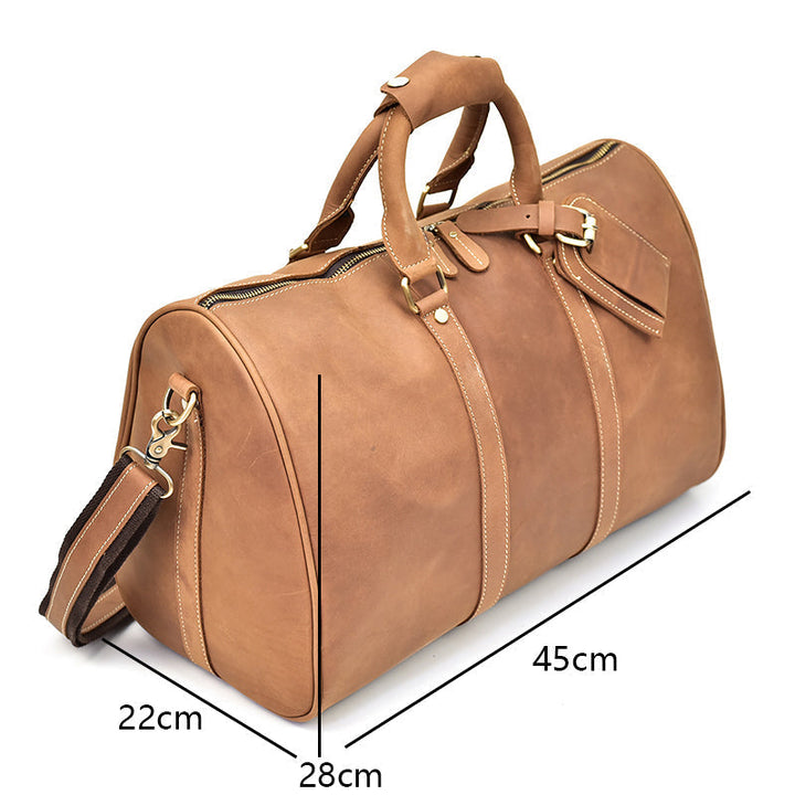 Men's Retro Crazy Horse Leather Travel Satchel