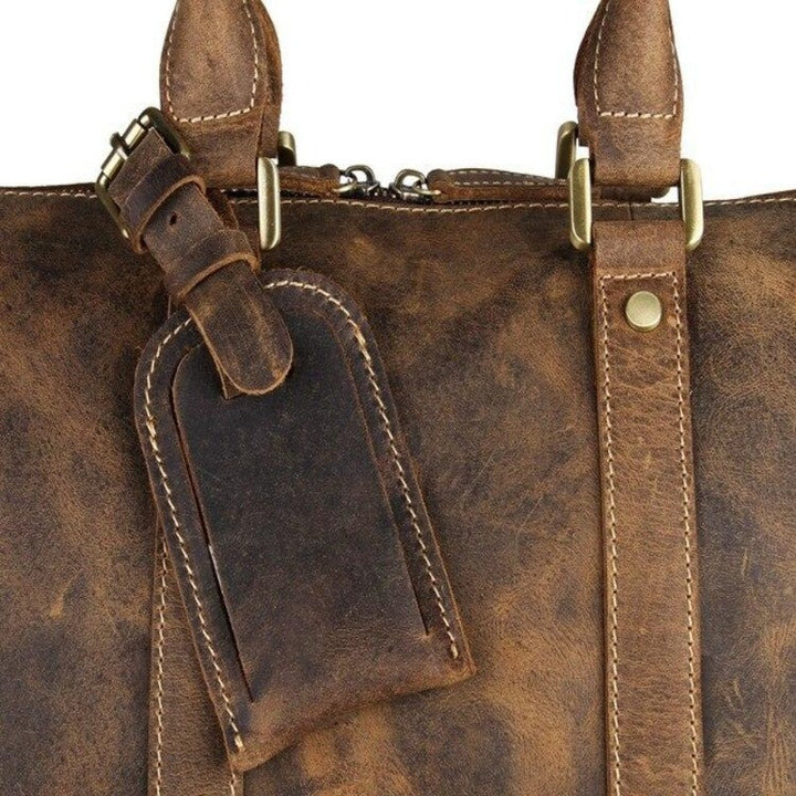 Men's Retro Crazy Horse Leather Travel Satchel