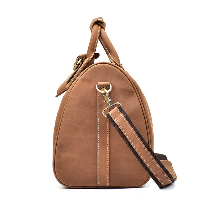 Men's Retro Crazy Horse Leather Travel Satchel
