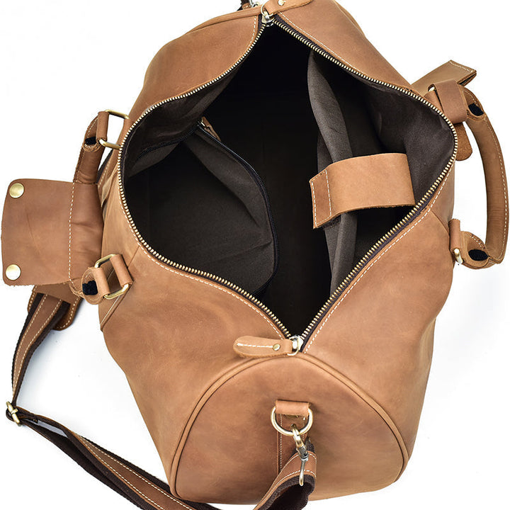 Men's Retro Crazy Horse Leather Travel Satchel